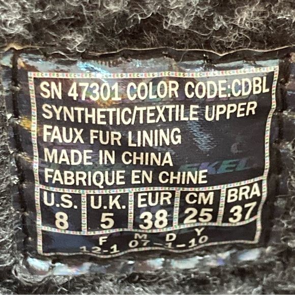 - Skechers Waterproof Thinsulate Insulation Rain Boots Blue W/ Black-White… - Picture 10 of 11